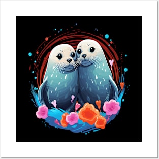 Harp Seal Couple Valentine Posters and Art